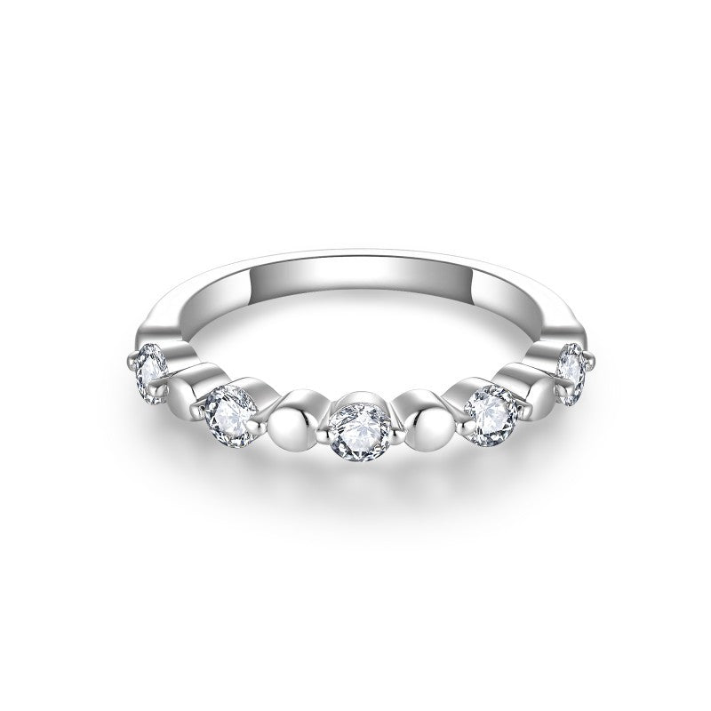 Bubble Stack Ring – 3.0mm Lab-Created Moissanite in Sterling - Front View - FITINY Jewelry
