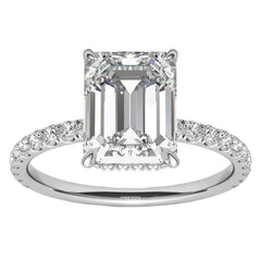 S925 Emerald Cut 4ct Moissanite Engagement Ring, 4 Carat VVS1 D-Color 3EX-Cut Moissanite Four-Prong Sterling Silver Ring - FITINY Jewelry