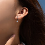 Geometric Green-Gray Moissanite Stud Earrings in Sterling Si - Detail View - FITINY Jewelry