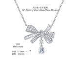 Front view of FITINY butterfly bow moissanite necklace on white background