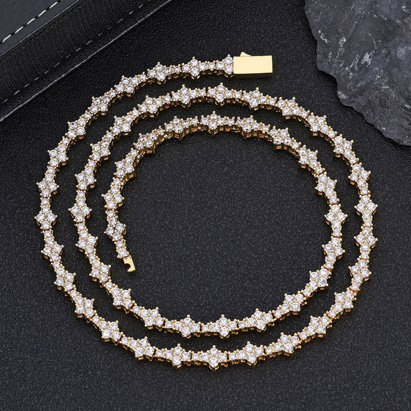 Tennis Chain Necklace with Zirconia Stones in Gold or White  - Detail View - FITINY Jewelry