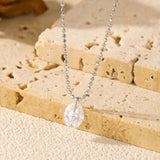 Oval Moissanite Solitaire Pendant Necklace in Sterling Silve - On Model View - FITINY