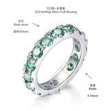 Front view of FITINY blue-green moissanite stack ring on white background