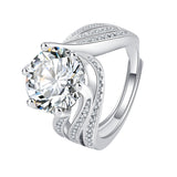 5 Carat Round-Cut Zircon Halo Ring, Triple Band Full Pave Design for Women