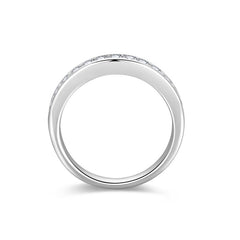 FITINY moissanite stack ring styled on hand with neutral-toned nails and minimalist wristwear