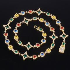 Geometric Zirconia Hip Hop Necklace in Gold or White Gold –  - Front View - FITINY Jewelry