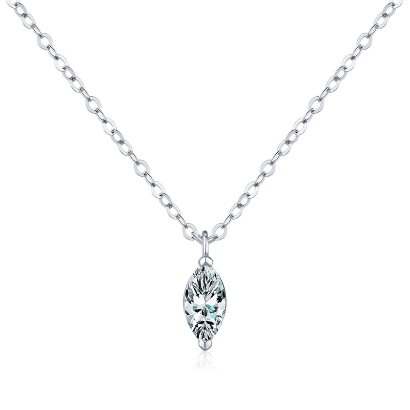 Geometric Oval Moissanite Pendant Necklace in Sterling Silve - Front View - FITINY Jewelry