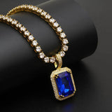 Geometric Hip Hop Necklace with Cubic Zirconia Stones in Gol - Front View - FITINY Jewelry