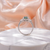 Emerald-Cut Green Moissanite Ring in Sterling Silver with 18K Gold Plating