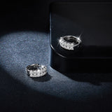 Front view of FITINY double-row full-pavé moissanite stud earrings in white gold plating on clean white background
