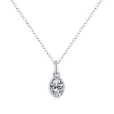 Geometric Oval Moissanite Pendant Necklace in Sterling Silve - Front View - FITINY Jewelry
