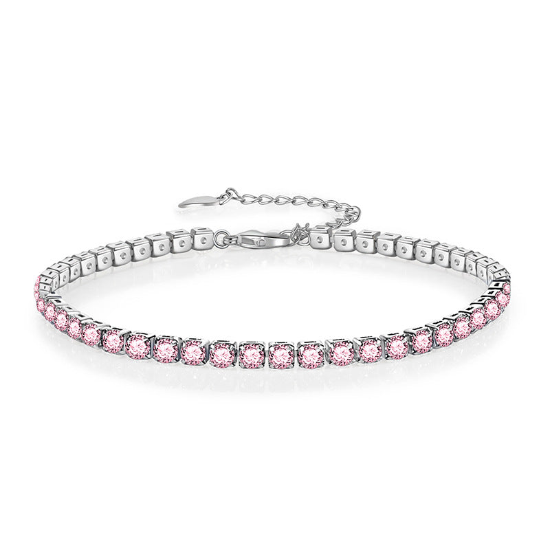 Multicolor CZ Iced Out Adjustable Tennis Bracelet, 3mm 5A Cubic Zirconia