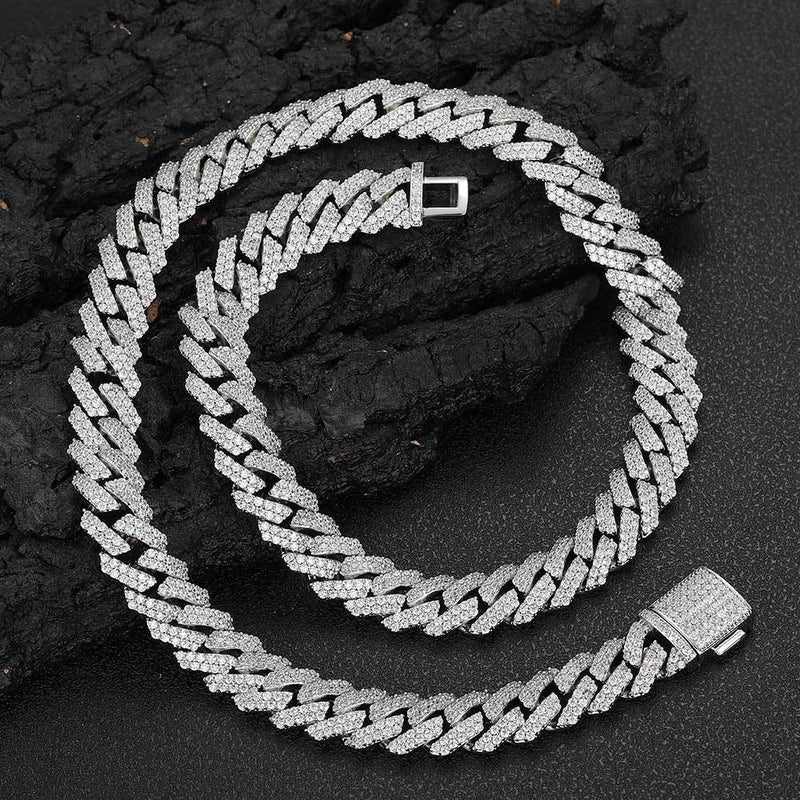 Diamond-Cut Cuban Chain Necklace in Gold or White Gold – Bol - Front View - FITINY Jewelry