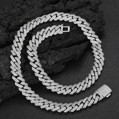 Diamond-Cut Cuban Chain Necklace in Gold or White Gold – Bol - Front View - FITINY Jewelry