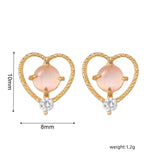 16 Pairs Pink Heart Stud Hoop Huggies Drop Earrings Set, 18K Gold Plated Stacking CZ & Pearl Designs, Planet Snowflake Moon Star