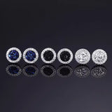 Multicolor Crystal Cluster Magnetic Round Halo Stud Earrings for Men Women, 6mm Round Crystal Inlaid Magnetic Earrings Non-Piercing Clip On Stud Earring - Fitiny