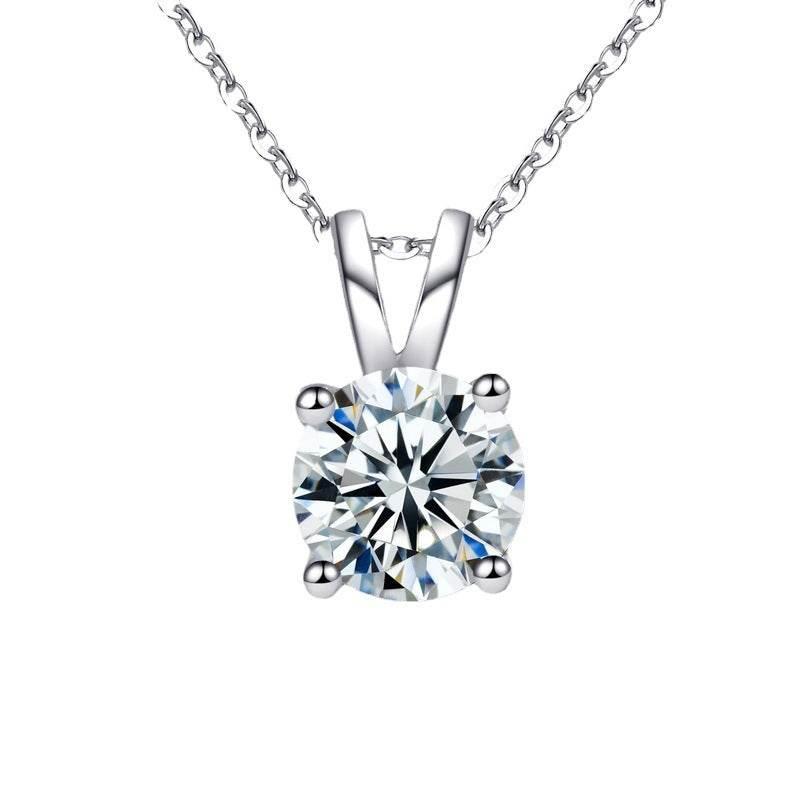 S925 Moissanite Classic Four-Prong Pendant, Minimalist Collarbone Chain Jewelry Pendant Necklace for Women - FITINY Jewelry