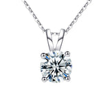 S925 Moissanite Classic Four-Prong Pendant, Minimalist Collarbone Chain Jewelry Pendant Necklace for Women