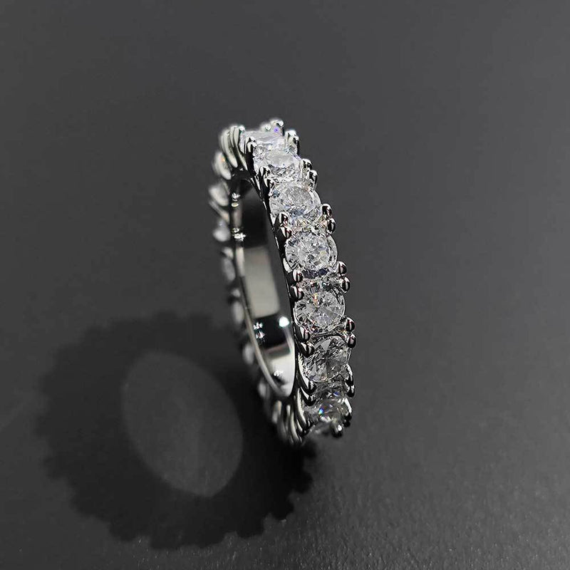 4mm Geometric Hip Hop Ring with Cubic Zirconia Stones in Gol - Detail View - FITINY Jewelry