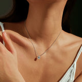 Round Moissanite Solitaire Pendant Necklace in Sterling Silv - Side View - FITINY