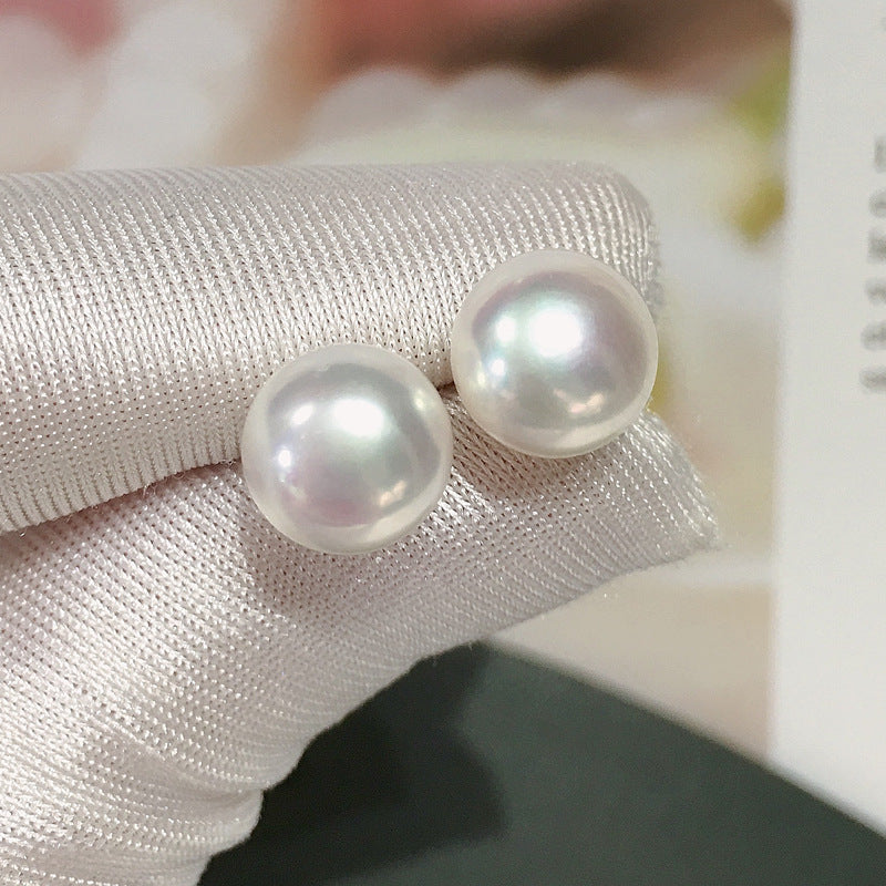 Dainty Natural Flawless Pearl Stud Earrings, S925 Sterling Silver, High Luster No Blemish Mini Bulb Freshwater 5A Pearl Studs