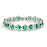 Dazzling Multicolor Cubic Zirconia Round Halo Bracelet, Colored Gem Stones, Adjustable Design, and Unique Patterns