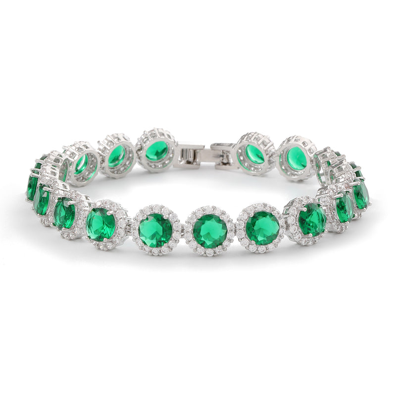 Dazzling Multicolor Cubic Zirconia Round Halo Bracelet, Colored Gem Stones, Adjustable Design, and Unique Patterns