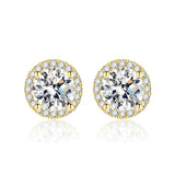 S925 Multicolor Moissanite Round Halo Stud Earrings with Threaded Needle, 8 Color Options, 0.1-3ct D-Grade VVS, Sterling Silver Jewelry for Men Women