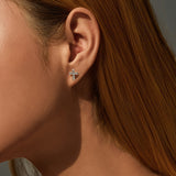 Minimalist Cross Stud Earrings in Sterling Silver with Moiss - Side View - FITINY