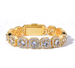 Geometric Square Ice Candy Zirconia Bracelet in Gold or Whit - Detail View - FITINY Jewelry