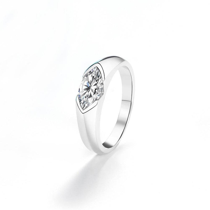 S925 18k Marquise Moissanite Wedding Engagement Ring, 5*10mm 1ct VVS D-Gragde Certified, 18K White Gold & Rhodium Plated Vintage-Inspired Luxury Solitaire for Her Him - FITINY Jewelry