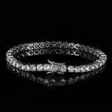 Hip Hop Iced Out Tennis Chain Bracelet, 18K Gold & White Gold Plated, 3–6mm CZ Iced Out Bling Jewelry