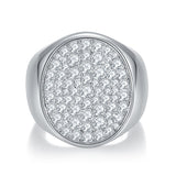 Men's White Gold-Tone Hip Hop Ring with Full Diamond-Like Mo - Side View - FITINY