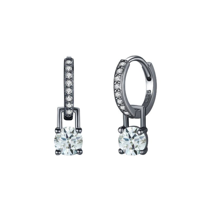 Geometric Green-Gray Moissanite Stud Earrings in Sterling Si - Front View - FITINY Jewelry
