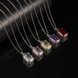 Multicolor Ice Flower Cut CZ Pendant Necklace, 10*14mm 5A Cubic Zirconia, 6 Color Options, Dainty Luxe Pendant