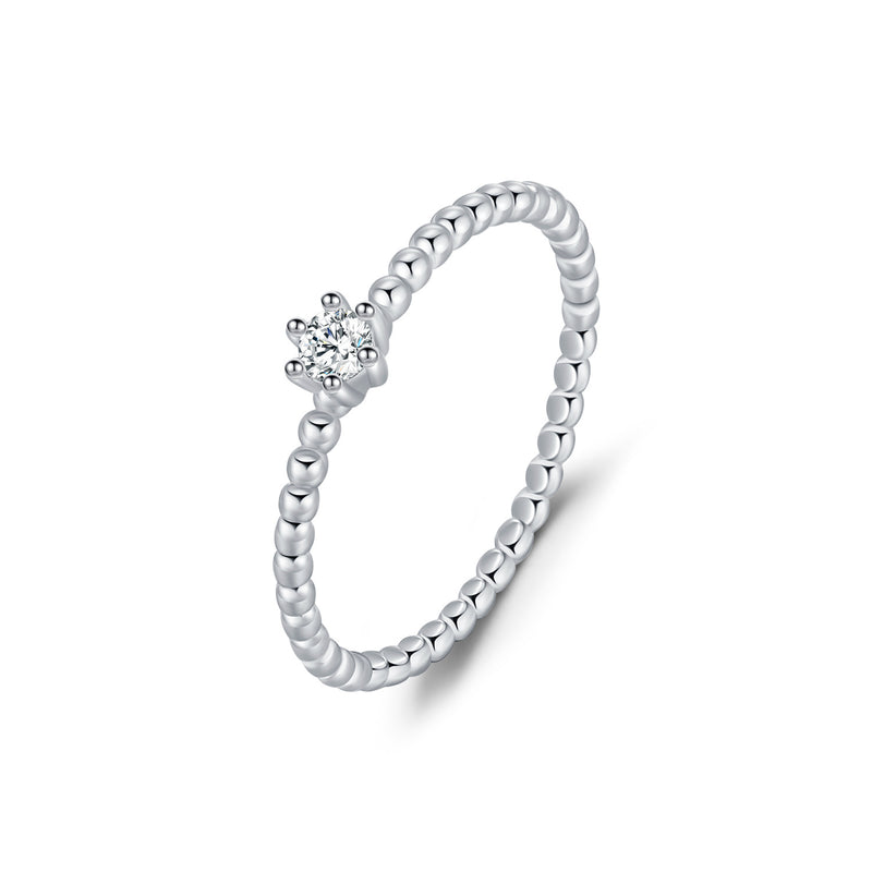 Geometric Moissanite Accent Ring in Sterling Silver - Front View - FITINY Jewelry