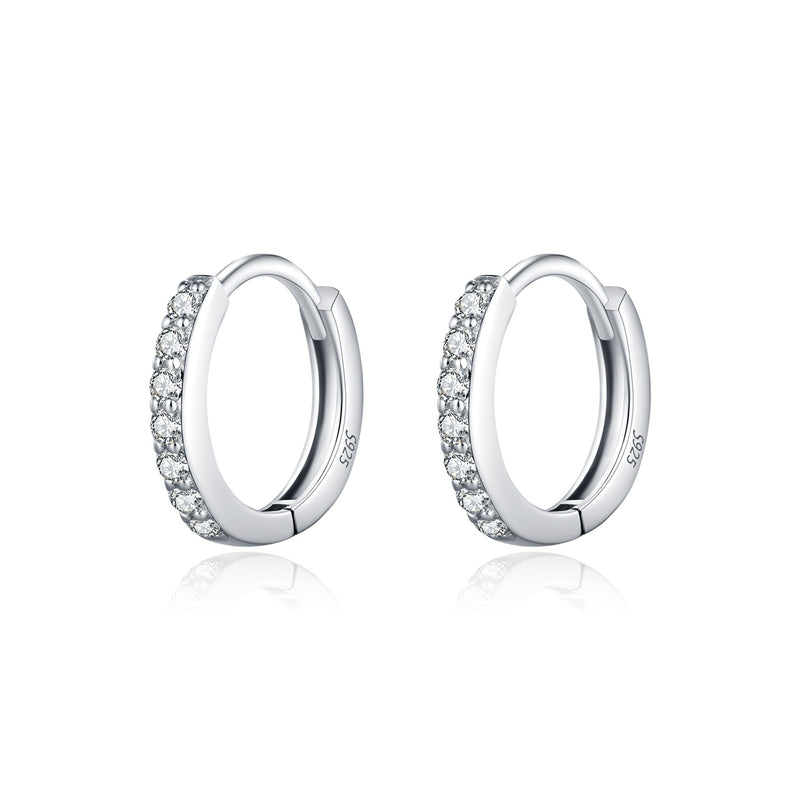 Geometric Moissanite Hoop Earrings in Sterling Silver - Front View - FITINY Jewelry