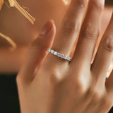 Geometric Moissanite-Pavé Band Ring in Sterling Silver – Mod - Detail View - FITINY Jewelry