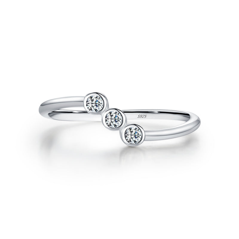 Geometric Moissanite Accent Ring in Sterling Silver - Front View - FITINY Jewelry