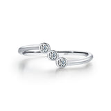 Geometric Moissanite Accent Ring in Sterling Silver - Front View - FITINY Jewelry