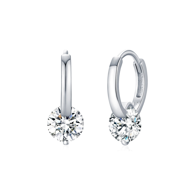 Round Moissanite Stud Earrings in Sterling Silver – Minimali - Front View - FITINY Jewelry