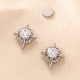 Multicolor Stainless Steel Magnetic 4-Pointed Star CZ Stud Earrings for Men Women, Round Cubic Zirconia Inlaid Magnetic Earrings Non-Piercing Clip On Stud Earring - Fitiny
