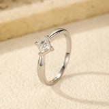 Geometric Square Moissanite Ring in Sterling Silver for Wome - On Model View - FITINY