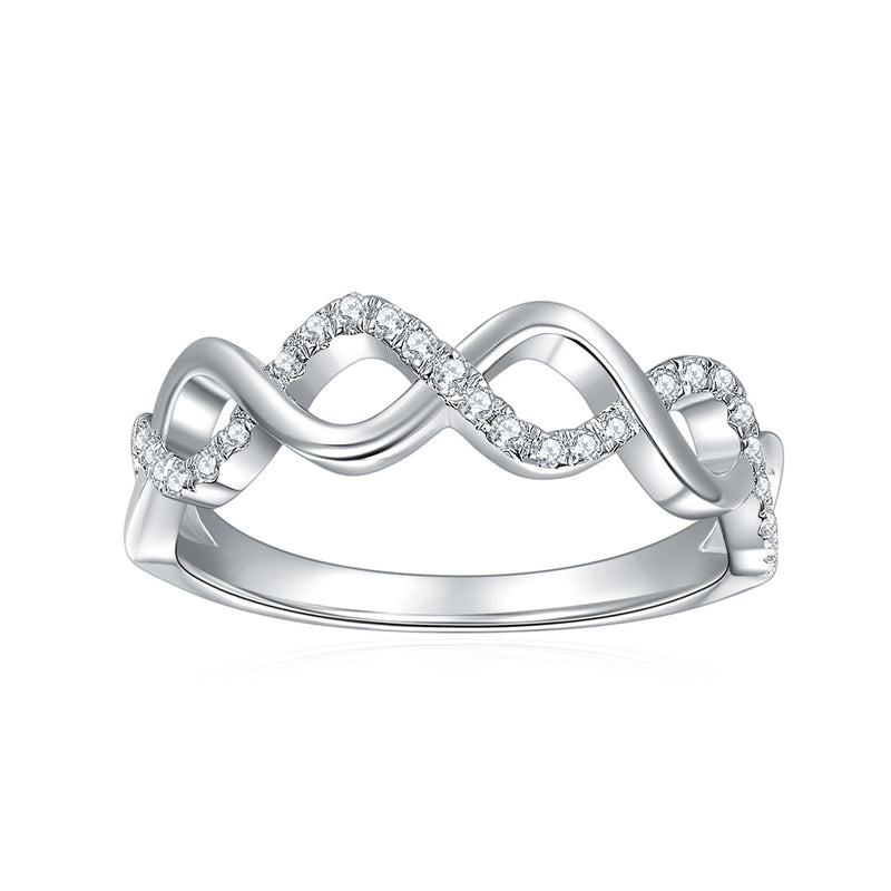 Geometric Cross-Thread Moissanite Ring – 0.2 Carat Oval Cut  - Front View - FITINY Jewelry