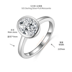2 Carat Oval Moissanite Solitaire Ring in Sterling Silver wi - Front View - FITINY Jewelry