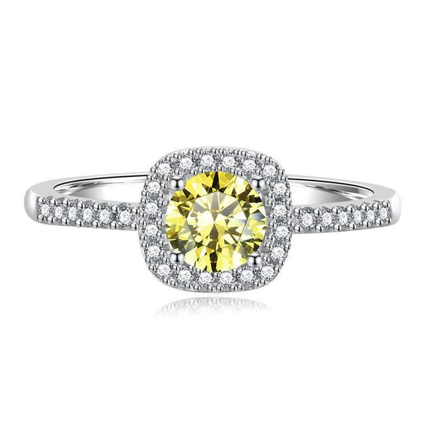 S925 Multicolor Moissanite Cushion Halo Adjustable Rings with Pavé-Set Band & Square Accents, 0.5ct-2ct D-Grade VVS Certificate, 12 Vibrant Colors, Sterling Silver Jewelry - FITINY Jewelry