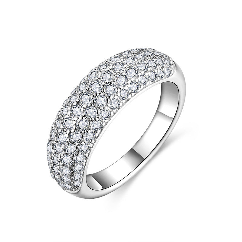 Half-Eternity Moissanite Ring in Sterling Silver with 18K Go - Front View - FITINY Jewelry