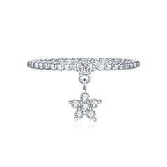 Star-Shaped Moissanite Ring in Sterling Silver – Delicate Ce - Front View - FITINY Jewelry