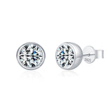 Round Moissanite Stud Earrings in Sterling Silver – Minimali - Front View - FITINY Jewelry