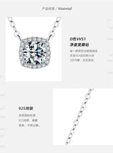 Geometric Moissanite Pendant Necklace in Sterling Silver – D - Front View - FITINY Jewelry